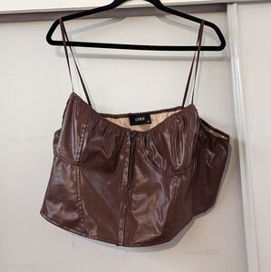 4x Cider Faux-Leather Corset Top